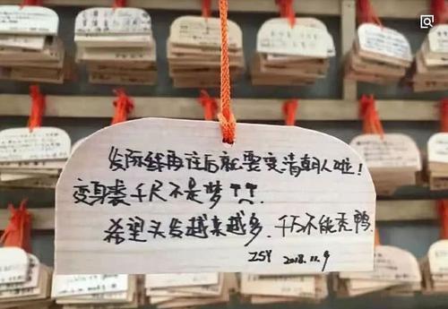 中国人参拜日本神社, 留下了很多中文的祈福牌: 内容十分尴尬