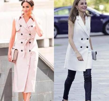 当梅根遇上西班牙王后：同款撞衫，一个缩手缩脚一个大气端庄！