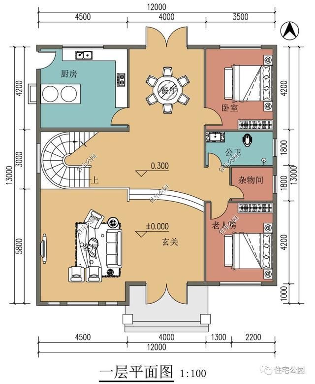  占地尺寸|回农村盖别墅，落地窗+挑空客厅就是漂亮，3套图纸倾心