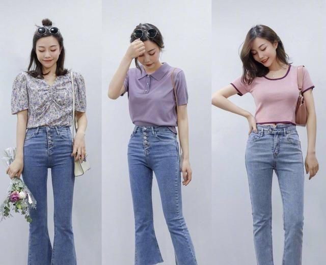  春天@牛仔裤表现力出色！春天抢占优势，淑女气质穿搭显高显腰身