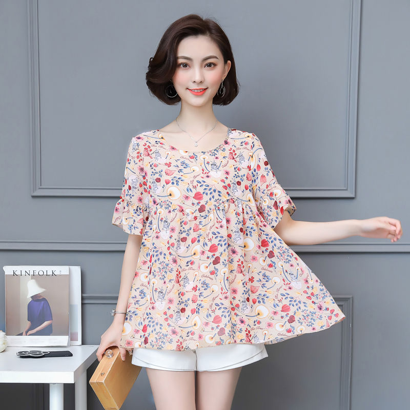 今年流行碎花雪纺衫!上身特别显瘦，女神气质一览无余