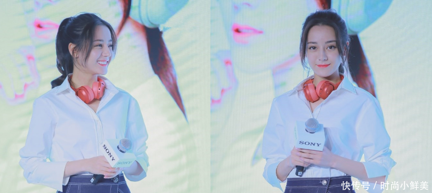 迪丽热巴穿连体短裤秀美腿,脖子都遮没了,网友:显得脸好大!