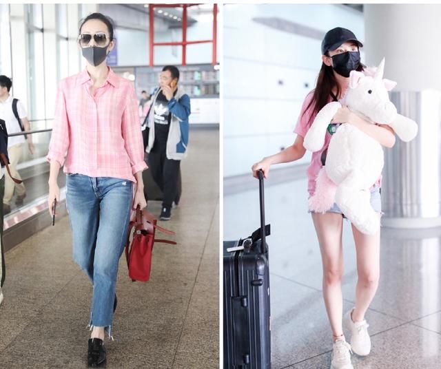 王鸥宋祖儿现身机场变粉嫩姐妹花，王鸥少女感竟一点不比宋祖儿差