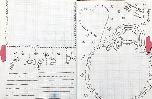 一组黑白线描手抄报，可以直接用也可以DIY涂上颜色，快收藏吧