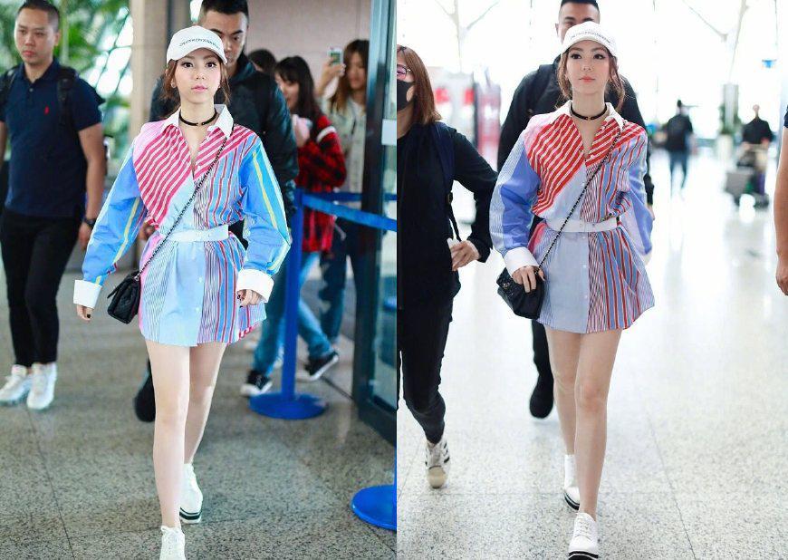 瘦下来后的邓紫棋穿件衬衫就敢去机场，网友：这腿是真实的吗？