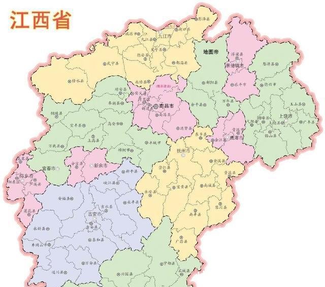 江西地图形状就像三姨太，上饶被景德镇和鹰潭挤得分两块