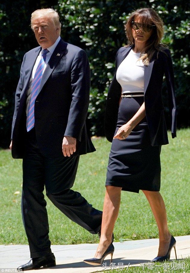 48岁第一夫人身穿黑色西装，秀出美好身材，与72岁特朗普有点搭