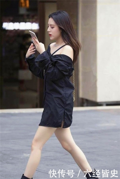  「白皙」街拍：美女时尚的穿搭秀出白皙长腿，长发飘飘，绰约多姿
