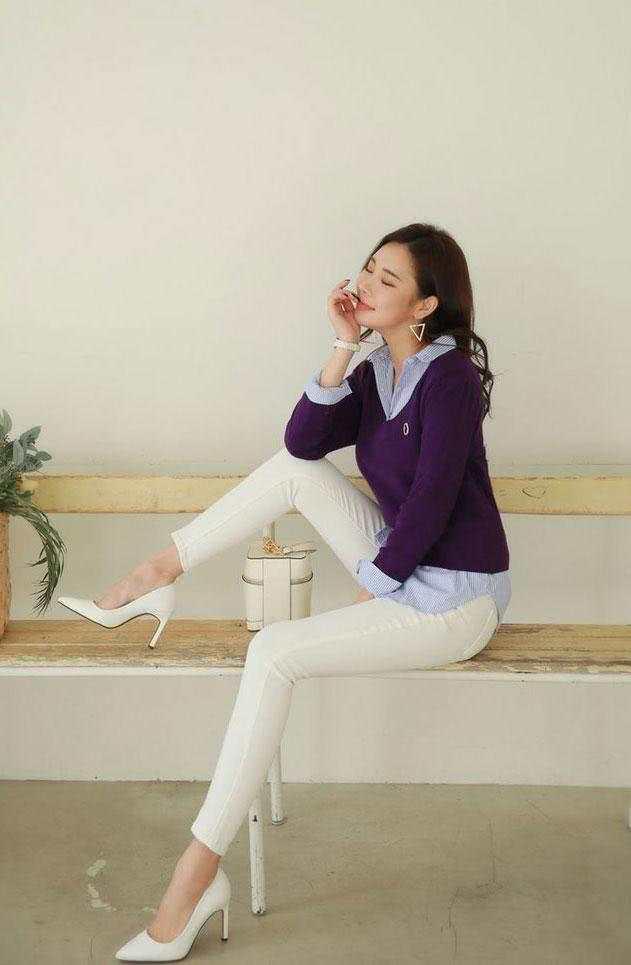 紧身裤的简单搭配，不可否认让女人更加美丽和自信