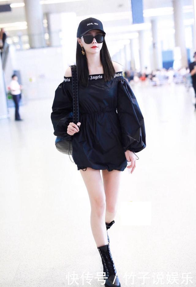 沈梦辰现身机场，穿马丁靴撞上超模奚梦瑶，可大长腿一点不输她？