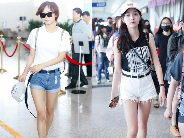 169王珞丹和166吴宣仪同穿短裤，网友：大象腿与筷子腿差距