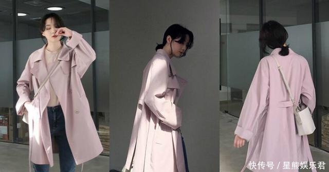 18年最流行的粉色风衣款式，减龄又显白，搭配平底鞋穿美炸！