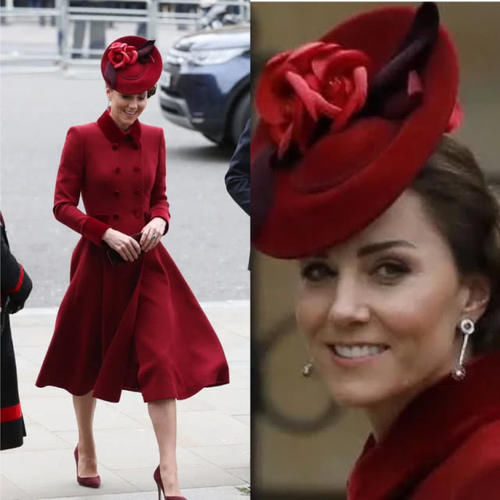 # 高度#凯特王妃旧衣重穿,配饰添高度,英王室四人最后合体亮相庆祝日