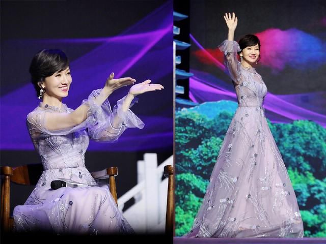 63岁赵雅芝爱穿紫色？薄纱裙换到星星裙，美出像30岁气质！