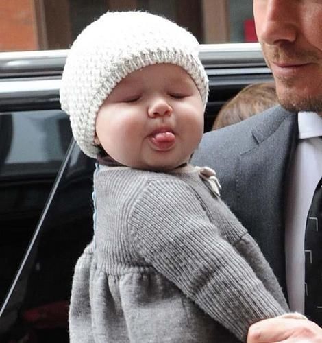 呆萌的小七越来越像贝嫂,到哪都打扮的很美!唯独胖的时候没样了