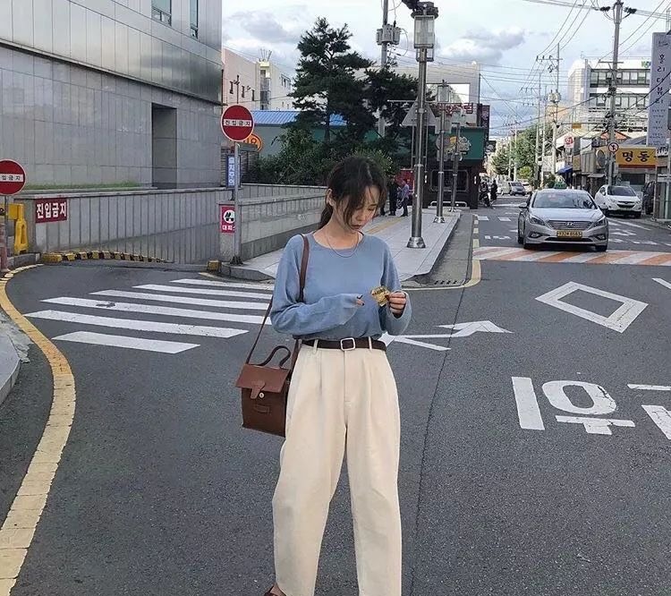 『鞋阔腿』阔腿裤搭配平底鞋,让小个妹子也能拥有时尚!