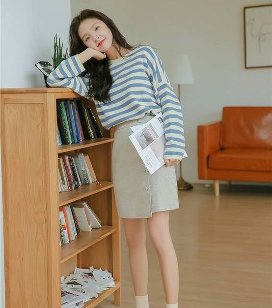  条纹衫@经典不过时的小黑裙,高级感十足,你学会了吗?
