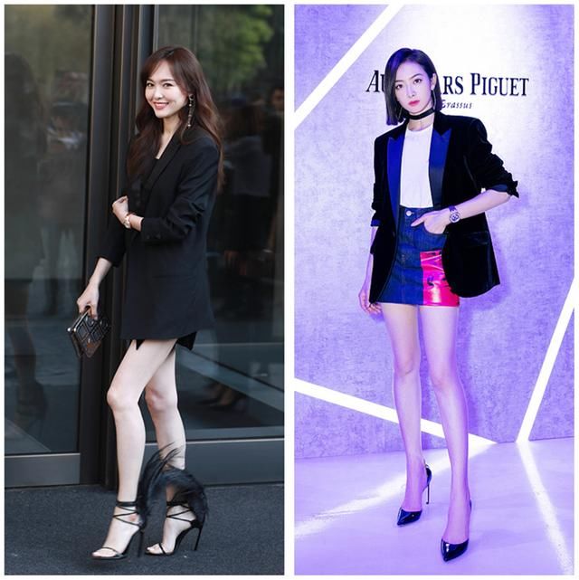 唐嫣宋茜同穿跟天高秀长腿，网友：糖糖遇到对手啦