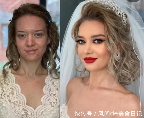 「 欧美」简直是网红和明星的区别，太可怕了！，欧美新娘化妆前VS化妆后