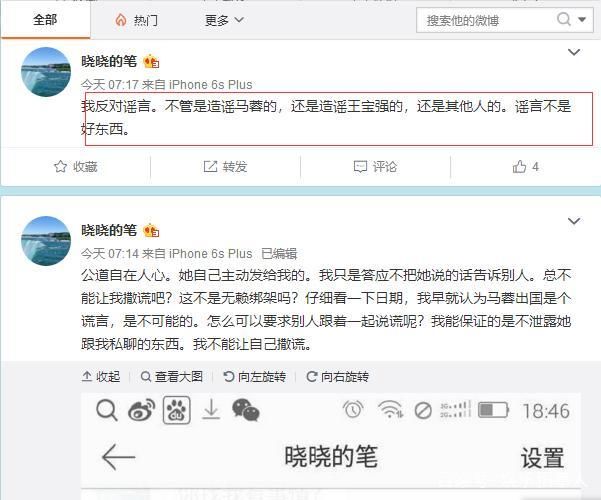马蓉的聊天记录爆光，截图：反对造谣