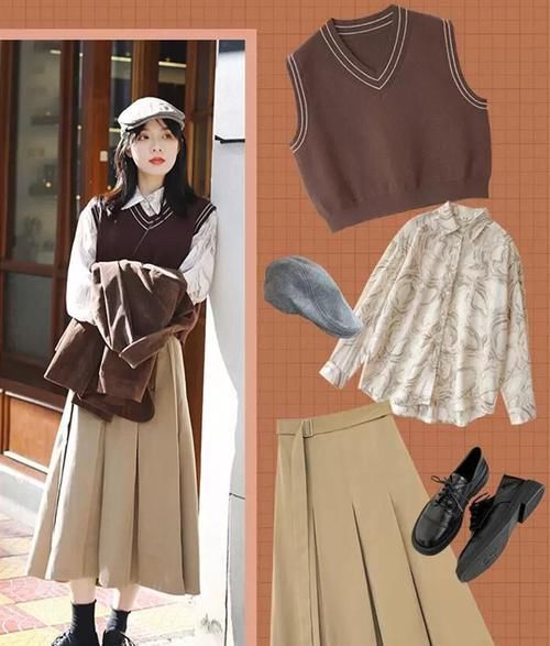  学院：春季针织马甲叠穿法，文艺复古精致又洋气，打造出超减龄的学院风