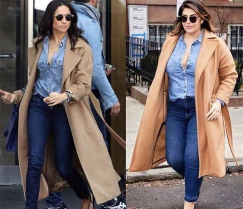  『博主』大码博主模仿凯特梅根造型，连超模也不放过，身材粗一倍都不输
