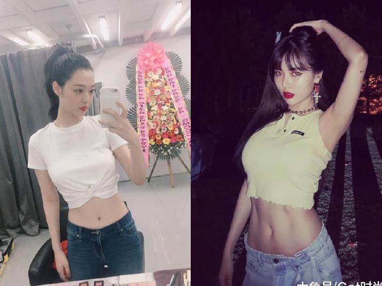 崔雪莉晒生活照, 穿露脐装变身“腰精”, 金泫雅地位不保!