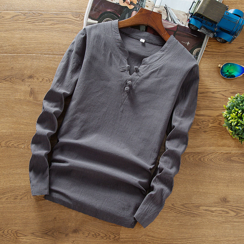 中国风男士小清新棉麻上衣:清爽透气、简约修身，2件59元