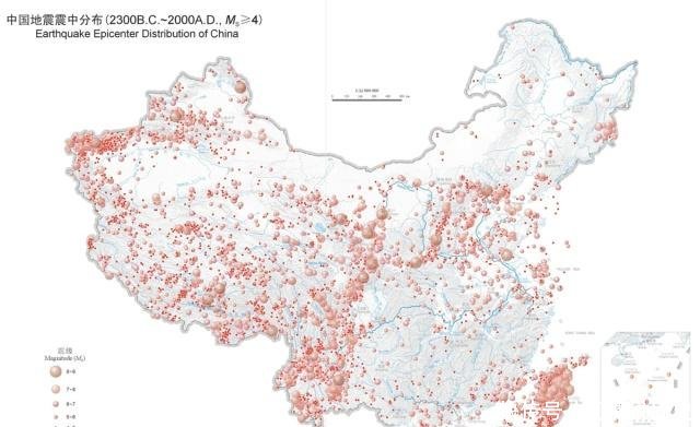 中国历史地震分布图这五个省份地震发生得