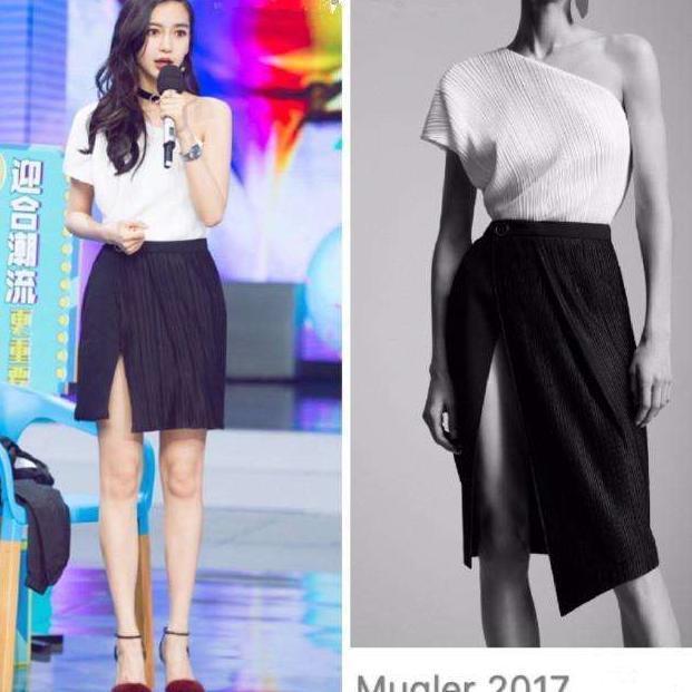 杨颖快本捞金, 穿开叉到大腿根部短裙, 网友却把注意力放在鞋子上