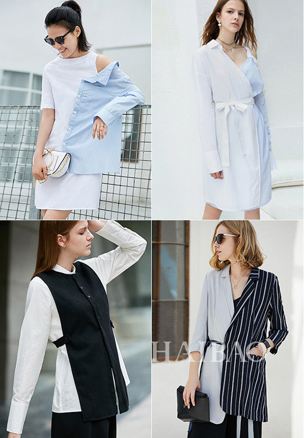 Amii (Amii)＂一半一半＂拼接风，一件上身，双面时髦，不惹人眼