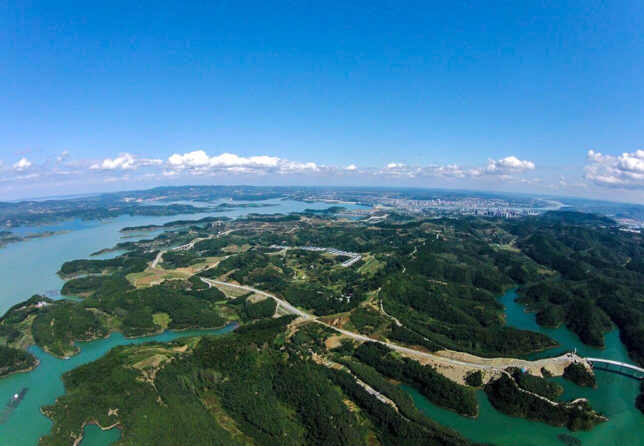 航拍南水北调水源地丹江口水库，亚洲第一大人工淡水湖