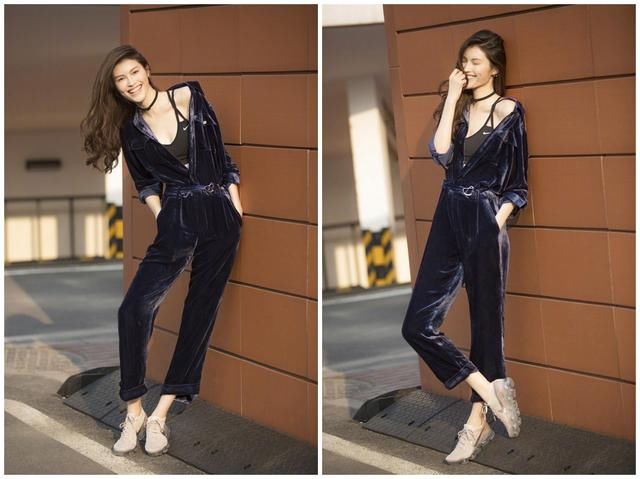 何穗穿丝绒连体裤变身行走的红玫瑰，韩雪贾静雯的丝绒旗袍才迷人