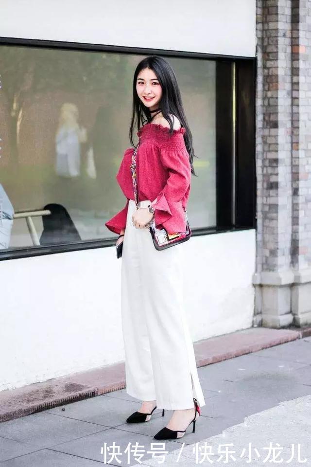  「小肚子」街拍身材匀称高挑的妹子，搭配一双铆钉的尖头高跟鞋才能显得非常时尚