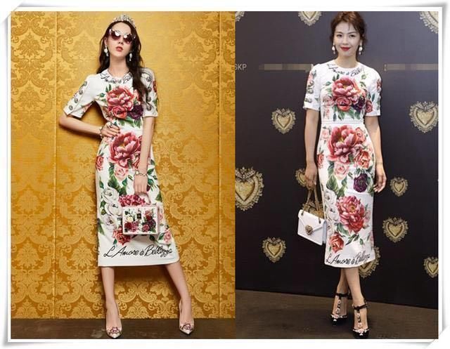 刘涛和热巴穿同一条裙子，网友：气质脸和网红脸有差距