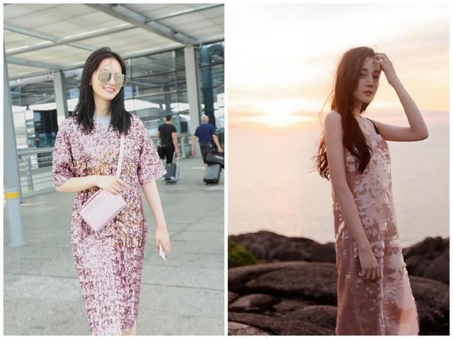 武大女神黄灿灿与迪丽热巴同穿粉色亮片裙，清纯气质竟丝毫没输