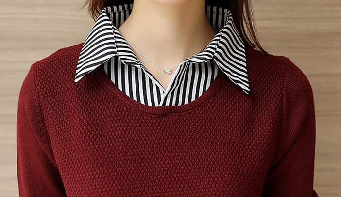 国庆出游，70后老婆，穿这“假两件”秋衫，搭牛仔裤，美到极致