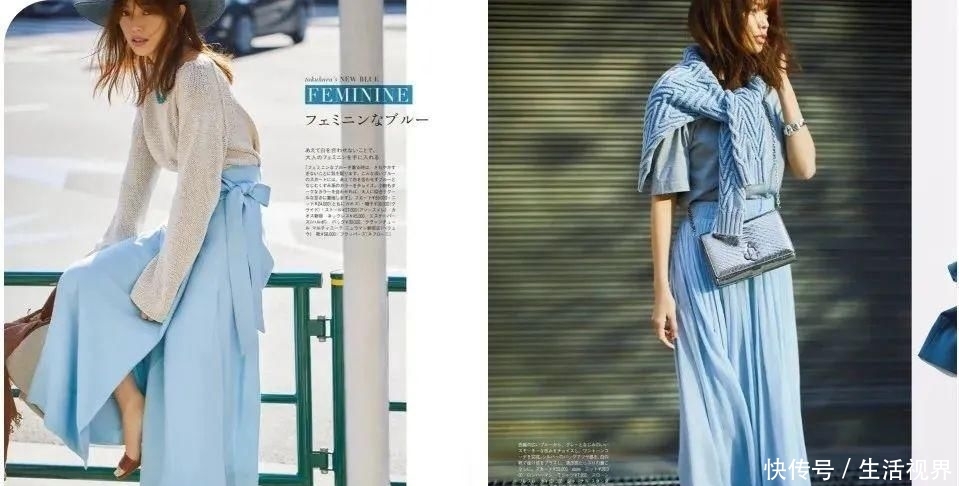 「白色」蓝色成2020流行治愈色,单是看到蓝色毛衣就忍不住了,太喜欢