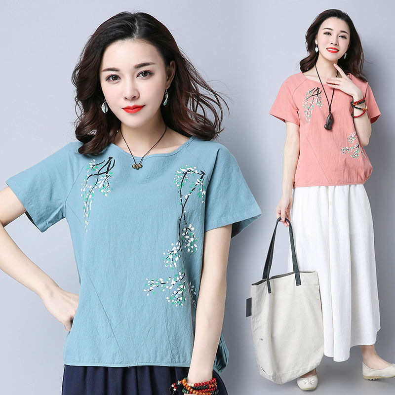 有一种清凉叫:“天然棉麻衫”配萝卜裤穿很舒适，美的独一无二