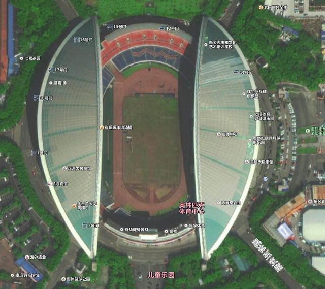 创意,通过卫星地图看中国最大的那些体育场