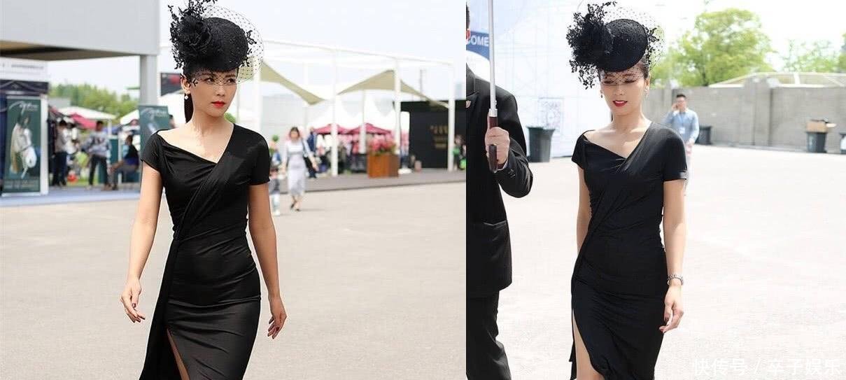 40岁刘涛真疯狂, 这么紧的黑裙也要硬穿, 一走路时就尴尬了!