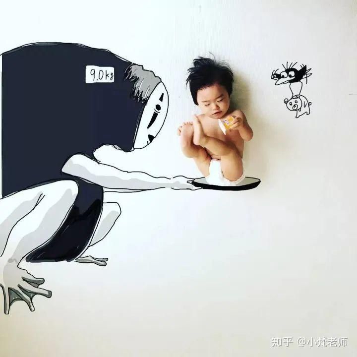  「作品」会画画的老爸把儿子画进了宫崎骏的作品，这才叫真正的“晒娃”！