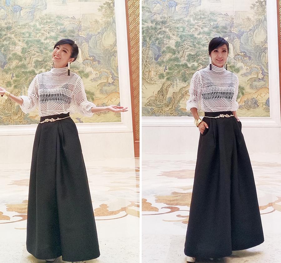 63岁米雪要逆天？穿刺绣连衣裙减龄不够，还扎了少女系的丸子头