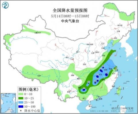 『全国降水量』湖北等长江中下游地区未来三天将迎较强降雨 北方部分地区有大风沙尘