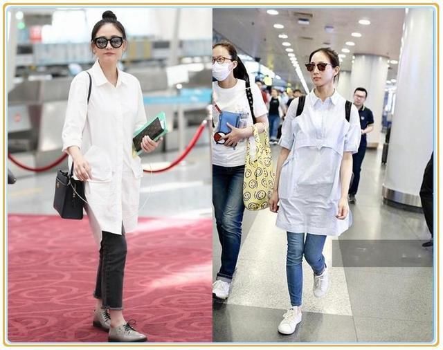 同样是裙子里套牛仔裤:陈乔恩时髦到飞起，张钧宁却穿成孕妇装!