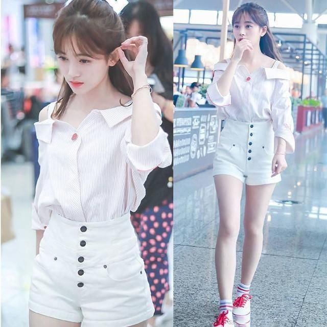 鞠婧祎嫌简直了!嫌短裤不够短,在腿根剪掉两块布,安全裤都露了