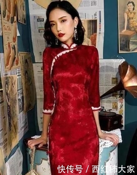 「红色」红色蕾丝旗袍,中国最时尚的华裳!