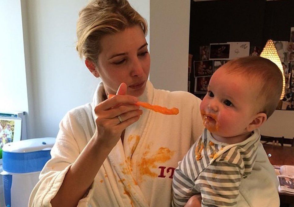 伊万卡卸下女强人身份，耐心喂孩子吃饭玩耍 ，事业家庭两全其美