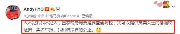 黄毅清晒尺度照再发文:愿举报黄奕偷税漏税、她曾雇水军黑霍思燕