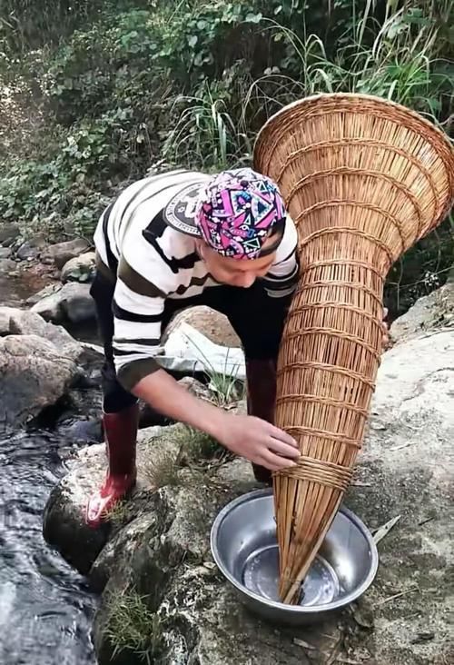  [鱼儿]老祖宗留下来的捕鱼工具，野生小鱼一旦钻进去就出不来了